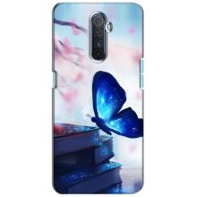 Силиконовый бампер с картинкой животных для Realme X2 Pro (Бабочка синяя)