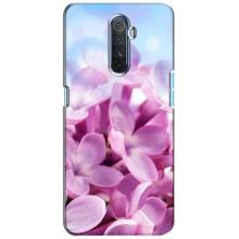Силиконовый бампер с принтом (цветочки) на Реалми Х2 Про (Сиреневые цветы)