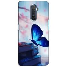 Силиконовый бампер с картинкой животных для Realme X2 Pro (Бабочка синяя)