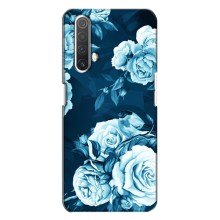 Чехлы (ART) Цветы на Realme X3 (VPrint) (Голубые Бутоны)