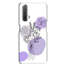 Силиконовый чехол с принтом в цветах на Realme X3 – Фиолетовый букет