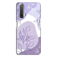 Силиконовый чехол с принтом в цветах на Realme X3 – Фиолетовый дизайн