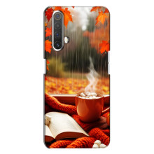 Чехол с уникальным дизайном «Осень с кофе» для Realme X3 – Кофе и дождь