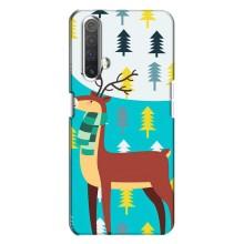 Силиконовый бампер с картинкой животных для Realme X3 (Олень с шарфом)