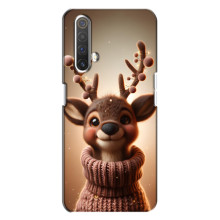 Яскравий чохол для Realme X3 з Зимові Оленята – Олень в светрі