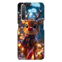 Яскравий чохол для Realme X3 з Зимові Оленята – Олень з шарфом