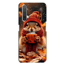 Печатный чехол «Зверята с кофе» для Realme X3 – Белка с кофе