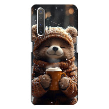 Печатный чехол «Зверята с кофе» для Realme X3 – Мишка с кофе