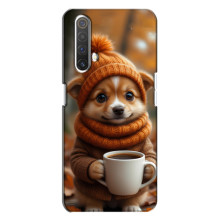 Печатный чехол «Зверята с кофе» для Realme X3 – Песик с кофе