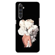 Чехлы (ART) Цветы на Realme X50 Pro (VPrint) (Белые цветы)