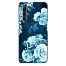 Чехлы (ART) Цветы на Realme X50 Pro (VPrint) (Голубые Бутоны)