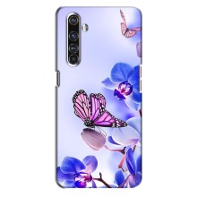 Чехлы с Цветами для Realme X50 Pro (VPrint) (Бабочка на цветочке)