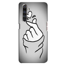 Чехол с принтом для Realme X50 Pro (AlphaPrint - Знак сердечка) – Значок Love