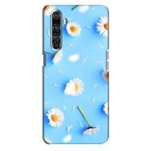Чехол с Цветами для Realme X50 Pro (ромашки на голубом)