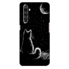 Чехол с принтом для Realme X50 Pro (AlphaPrint) Модные коты – Котик и луна