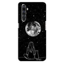 Чехол с рисунком кот на Realme X50 Pro – Девушка с котом