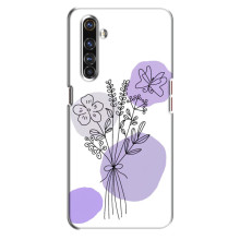 Силиконовый чехол с принтом в цветах на Realme X50 Pro – Фиолетовый букет