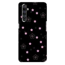 Чехол с розовым рисунком для Realme X50 Pro – Розовые цветы на черном