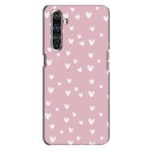 Чехол с розовым рисунком для Realme X50 Pro – Сердечки на розовом
