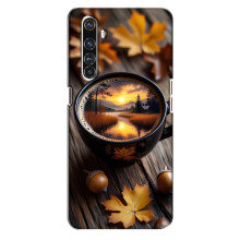 Чехол с уникальным дизайном «Осень с кофе» для Realme X50 Pro – Тёмный кофе