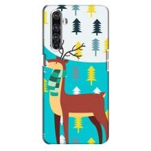 Силиконовый бампер с картинкой животных для Realme X50 Pro (Олень с шарфом)