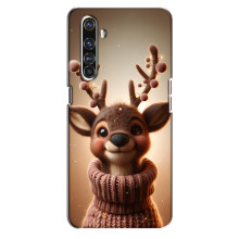 Яркий чехол для Realme X50 Pro с Зимними Оленятами – Олень в свитере