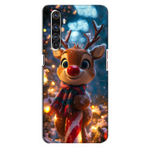 Яркий чехол для Realme X50 Pro с Зимними Оленятами – Олень в шарфе