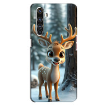 Яркий чехол для Realme X50 Pro с Зимними Оленятами – Оленёнок в лесу