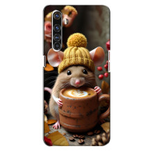 Печатный чехол «Зверята с кофе» для Realme X50 Pro – Медведь с кофе