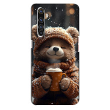 Печатный чехол «Зверята с кофе» для Realme X50 Pro – Мишка с кофе