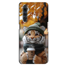 Печатный чехол «Зверята с кофе» для Realme X50 Pro – Тигр с кофе
