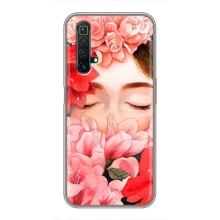 Чехлы (ART) Цветы на Realme X50 (VPrint) (Глаза в цветах)