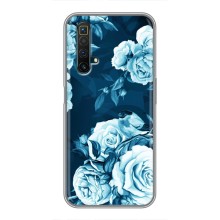 Чехлы (ART) Цветы на Realme X50 (VPrint) (Голубые Бутоны)