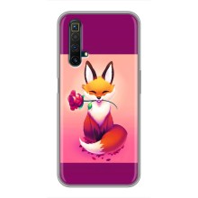 Чехлы с картинкой Лисички для Realme X50 (VPrint) (Лисичка с розочкой)