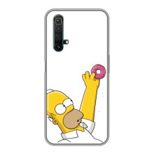 Чехол с Симпсонами для Realme X50 (VPrint) (Гомер с пончиком)
