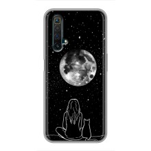 Чехол с рисунком кот на Realme X50 (Девушка с котом)