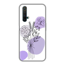Силконовий чохол з принтом в квітах на Realme X50 – Фіолетовий букет