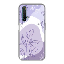 Силконовий чохол з принтом в квітах на Realme X50 – Фіолетовий дизайн