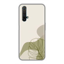 Силконовий чохол з принтом в квітах на Realme X50 – Монстера зелена