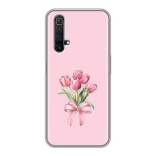 Чехол с розовым рисунком для Realme X50 (Букет цветов)