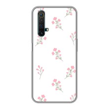 Чехол с розовым рисунком для Realme X50 (Розовые цветы)
