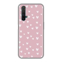 Чехол с розовым рисунком для Realme X50 (Сердечки на розовом)