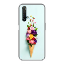 Чехлы с тематикой "ЦВЕТЫ" на Realme X50 (Цветок-мороженное)