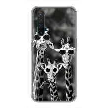 Силиконовый чехол с КАРТИНКАМИ лето для Realme X50 (AlphaPrint) (Жирафы в очках)