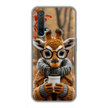Печатный чехол «Зверята с кофе» для Realme X50 – Жираф с кофе