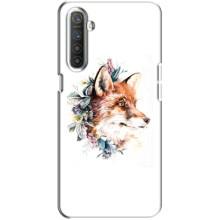 Чехлы с картинкой Лисички для Realme XT (VPrint) (Лисичка в цветочках)