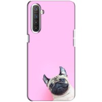 Бампер для Realme XT с картинкой "Песики" (Собака на розовом)