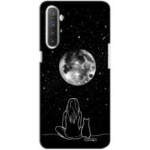Чехол с рисунком кот на Realme XT – Девушка с котом