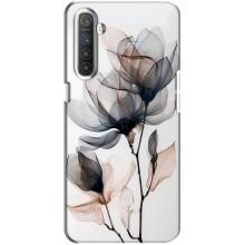 Чехол с цветочным принтом на Реалми ХТ – Цветы на белом