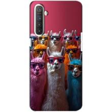 Чехол с принтом стильные животные для Реалми ХТ (Ламы в очках)